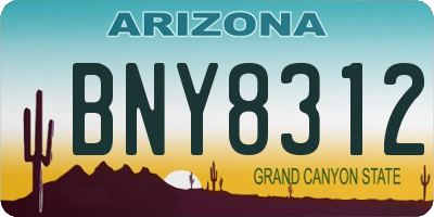 AZ license plate BNY8312