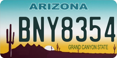 AZ license plate BNY8354