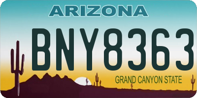 AZ license plate BNY8363