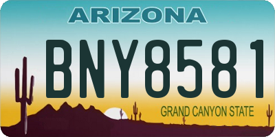 AZ license plate BNY8581