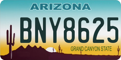 AZ license plate BNY8625