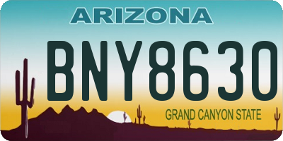 AZ license plate BNY8630
