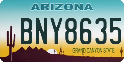AZ license plate BNY8635