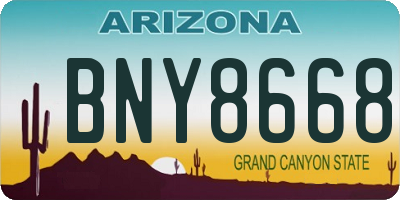 AZ license plate BNY8668