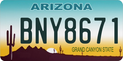 AZ license plate BNY8671