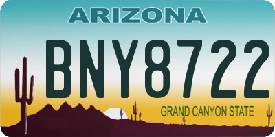 AZ license plate BNY8722