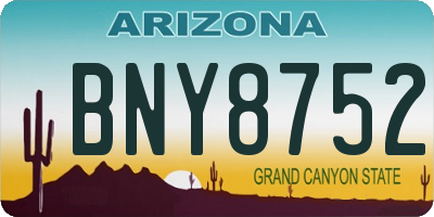 AZ license plate BNY8752