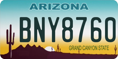 AZ license plate BNY8760