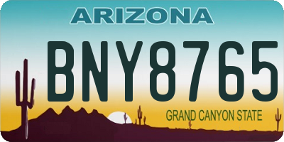 AZ license plate BNY8765