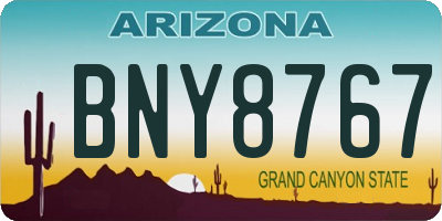 AZ license plate BNY8767