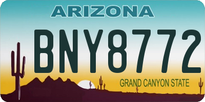 AZ license plate BNY8772