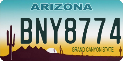 AZ license plate BNY8774