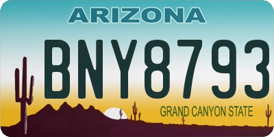AZ license plate BNY8793