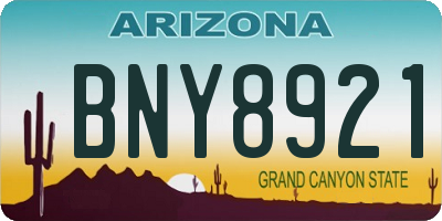AZ license plate BNY8921