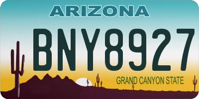AZ license plate BNY8927