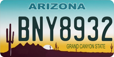 AZ license plate BNY8932