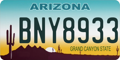 AZ license plate BNY8933