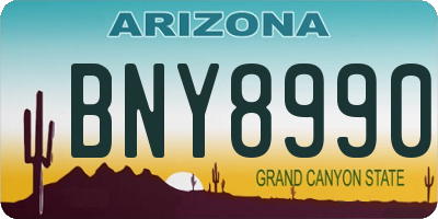 AZ license plate BNY8990