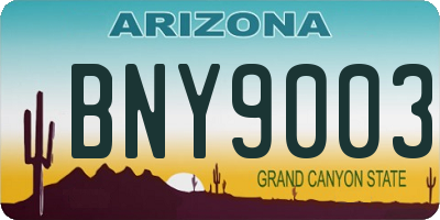 AZ license plate BNY9003