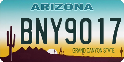 AZ license plate BNY9017