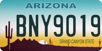 AZ license plate BNY9019