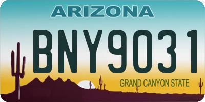 AZ license plate BNY9031