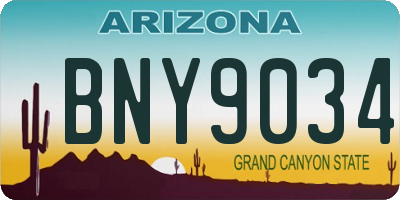 AZ license plate BNY9034