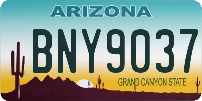 AZ license plate BNY9037