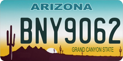 AZ license plate BNY9062