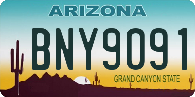 AZ license plate BNY9091