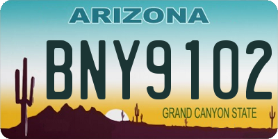 AZ license plate BNY9102