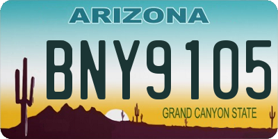 AZ license plate BNY9105