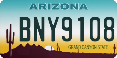 AZ license plate BNY9108