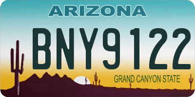 AZ license plate BNY9122