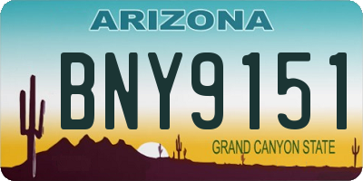 AZ license plate BNY9151