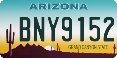 AZ license plate BNY9152