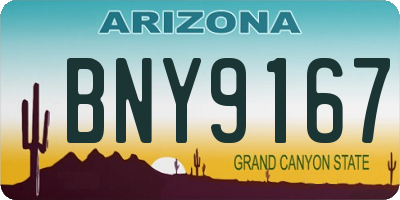 AZ license plate BNY9167