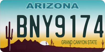 AZ license plate BNY9174