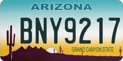 AZ license plate BNY9217