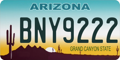 AZ license plate BNY9222
