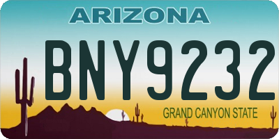 AZ license plate BNY9232