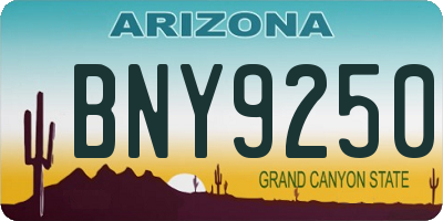 AZ license plate BNY9250