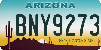 AZ license plate BNY9273