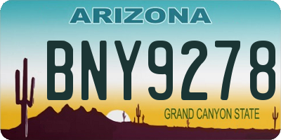 AZ license plate BNY9278