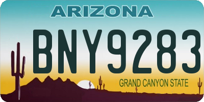 AZ license plate BNY9283
