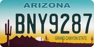 AZ license plate BNY9287