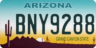AZ license plate BNY9288