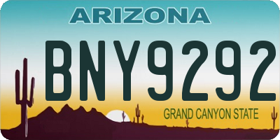 AZ license plate BNY9292