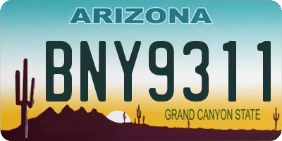 AZ license plate BNY9311