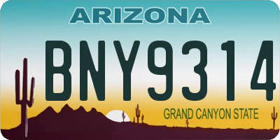 AZ license plate BNY9314